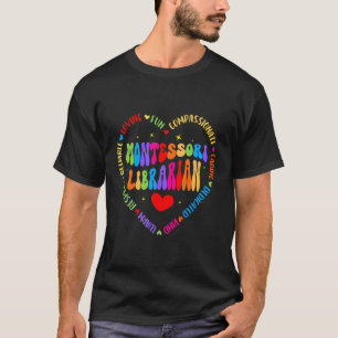 Groovy Montessori Librarian Teacher Education Back T-Shirt