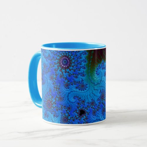 Groovy Moody Blue Fractal Mandelbrot Spirals Mug
