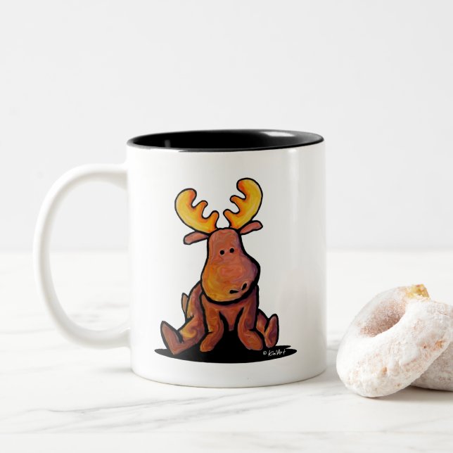 Groovy Moose Two-Tone Coffee Mug (With Donut)