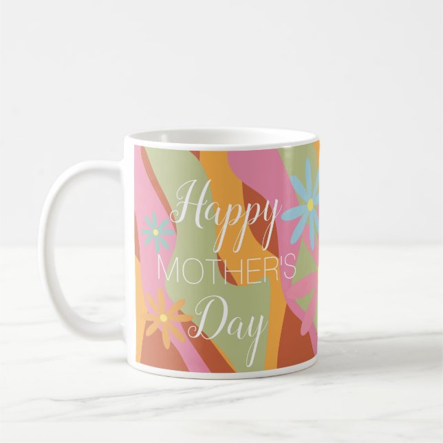Groovy Mother's Day Flowers Frame Photo   Coffee Mug (Left)