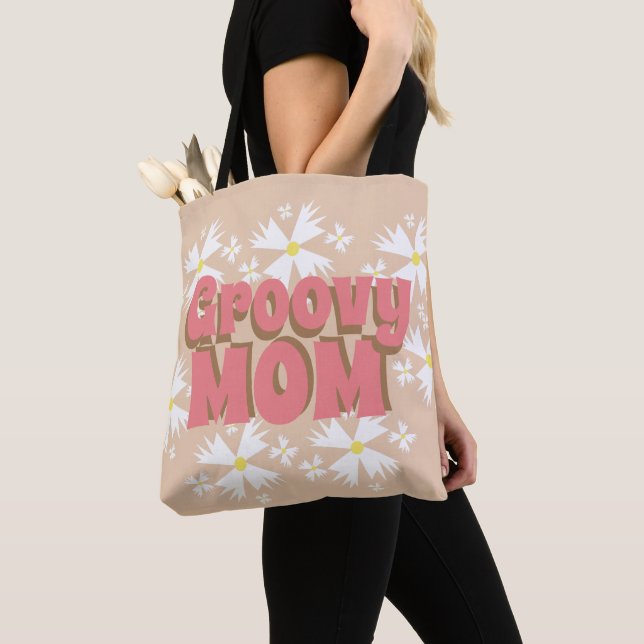Groovy Mother's Day Mom Daisy  Tote Bag (Close Up)