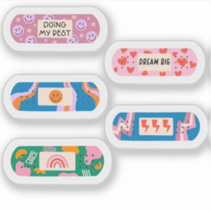 Groovy Motivational Band-Aid – Retro Healing Vibes Sticker