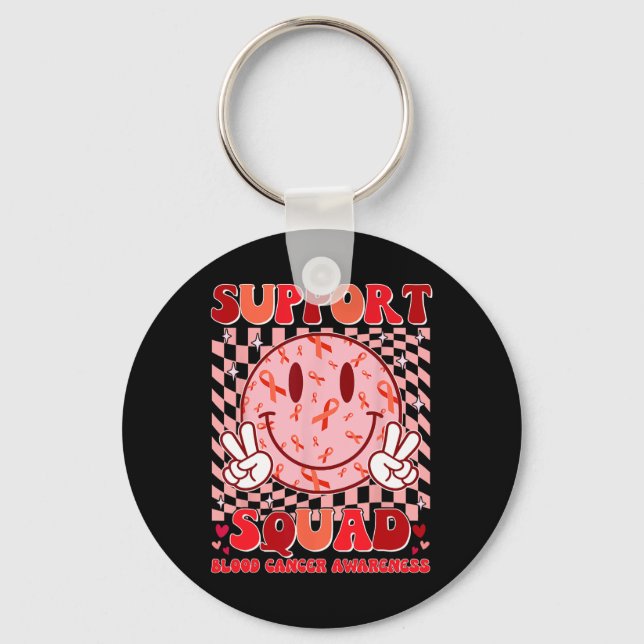 Groovy Motivational Support Squad Blood Cancer Awa Keychain (Front)
