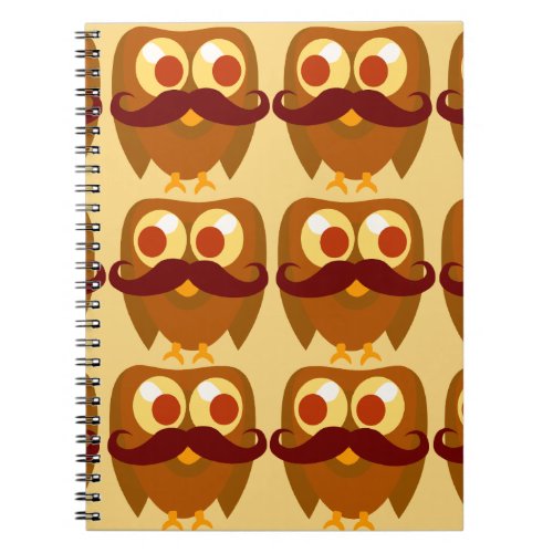 Groovy Moustache Owls Notebook