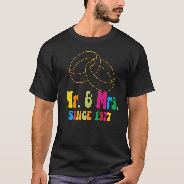 Groovy Mr & Mrs Since 1977 Wedding Anniversary Mat T-Shirt (Front)