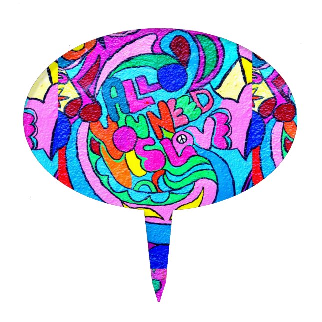 groovy multi-color hippie love cake pick (Front)
