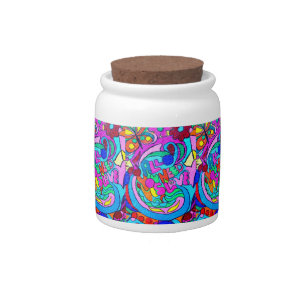 groovy multi-color love candy jar