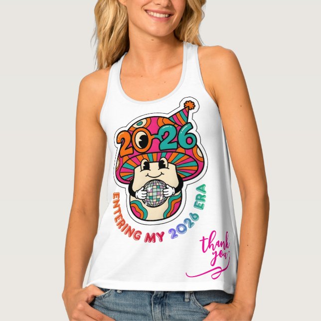 Groovy Mushroom Disco Ball Entering My 2026Era New Tank Top (Front)