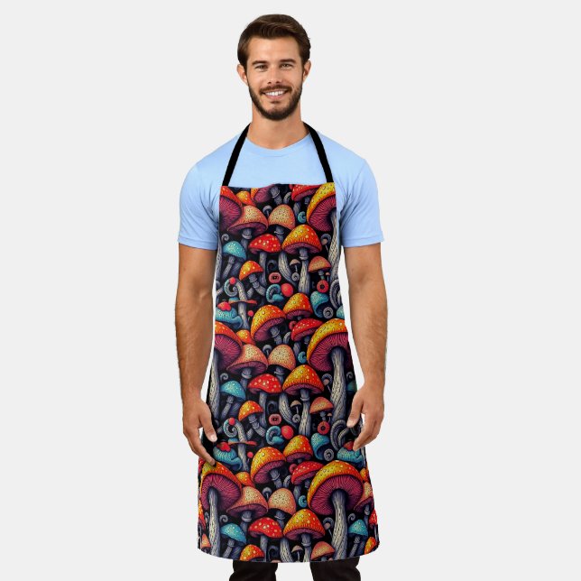 Groovy Mushroom Retro Art Apron (Worn)