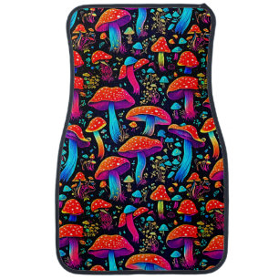 Groovy Mushrooms Pattern Car Floor Mat