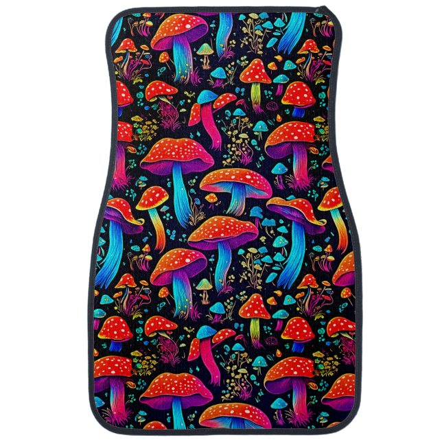 Groovy Mushrooms Pattern Car Floor Mat (Front)