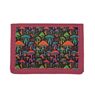 Groovy Mushrooms Pattern Tri-fold Wallet