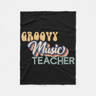 Groovy Music Teacher Shirt - Retro Music Teacher F Fleece Blanket