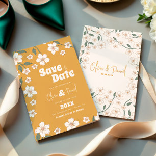 Groovy Mustard Floral Save the Date