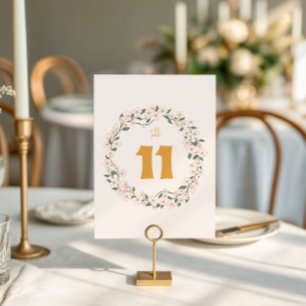 Groovy Mustard Floral Wedding Table Numbers