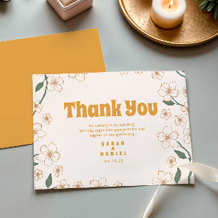 Groovy Mustard Floral Wedding Thank You Card