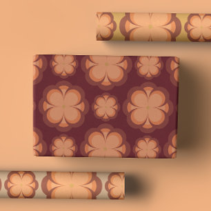 Groovy Muted 70s Style Daisy Floral Wrapping Paper Sheets