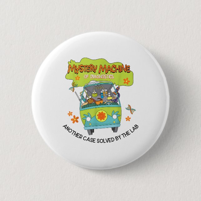 Groovy Mystery Machine Of Diagnostics Lab Tech Lab Button (Front)
