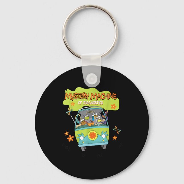 Groovy Mystery Machine Of Diagnostics Lab Tech Lab Keychain (Front)