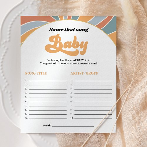Groovy Name That Song Baby Shower Game
