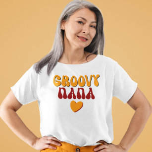 Groovy Nana Retro Typography Heart T-Shirt