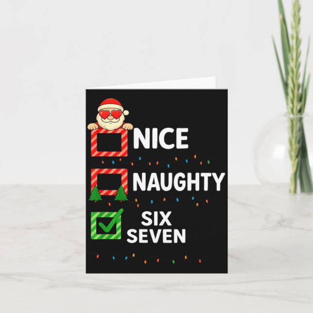 Groovy Naughty Six Seven 67 Christmas Family Xmas  Card (Front)