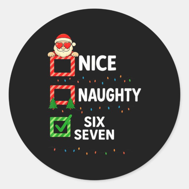 Groovy Naughty Six Seven 67 Christmas Family Xmas  Classic Round Sticker (Front)