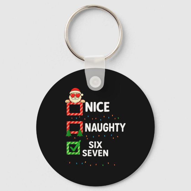 Groovy Naughty Six Seven 67 Christmas Family Xmas  Keychain (Front)