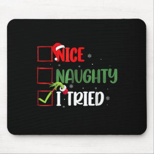 Groovy Nice Naughty I Tried Christmas 2024 Santa C Mouse Pad
