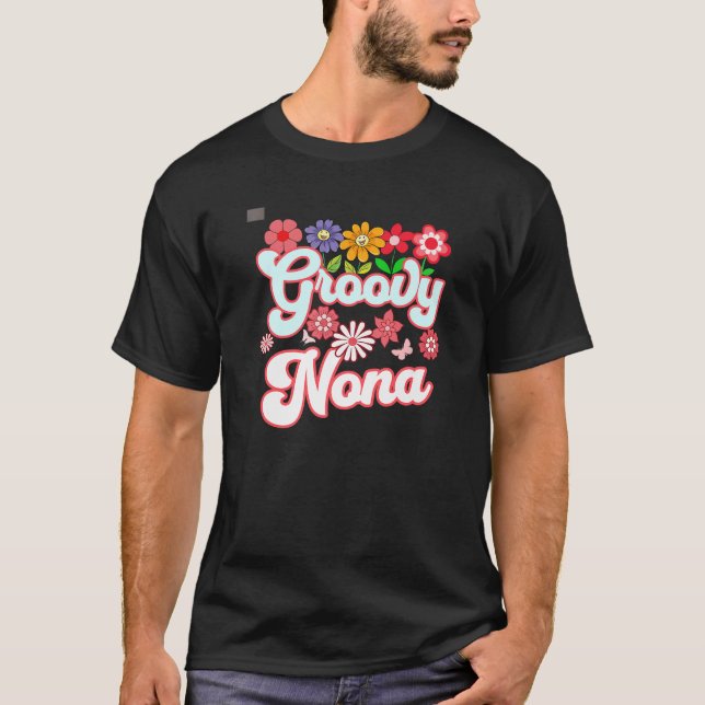 Groovy Nona Floral Hippie Retro Daisy Flower Mothe T-Shirt (Front)
