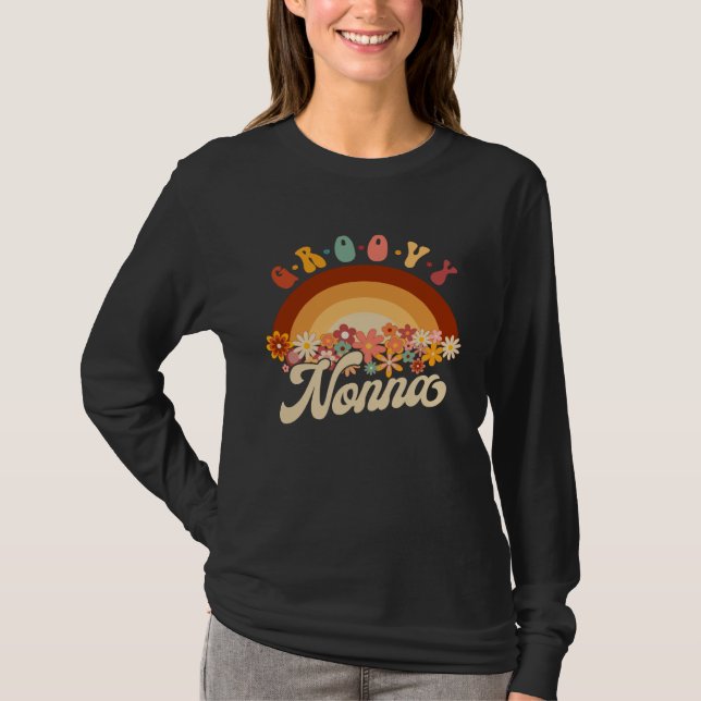 Groovy Nonna Retro Rainbow 70s Grandma Matching Fa T-Shirt (Front)