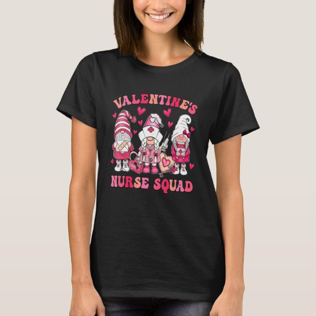Groovy Nurse Squad Gnomes Nurse Valentines Day Nur T-Shirt (Front)