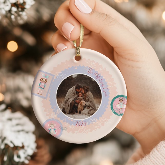 Groovy Nutcracker Retro Pastel Christmas Ceramic Ornament (Creator Uploaded)