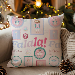 Groovy Nutcracker Retro Pastel Christmas Throw Pillow