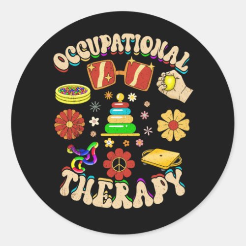 Groovy Occupational Therapy Ot Therapist Ot Month  Classic Round Sticker