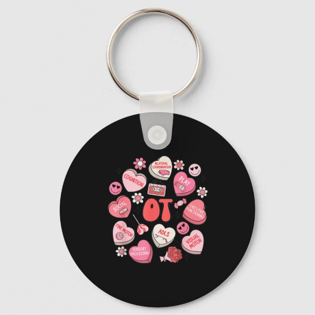 Groovy Occupational Therapy Valentine Ot Conversat Keychain (Front)