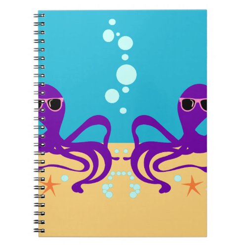 Groovy Octopus Fun Cartoon Pattern Art Notebook
