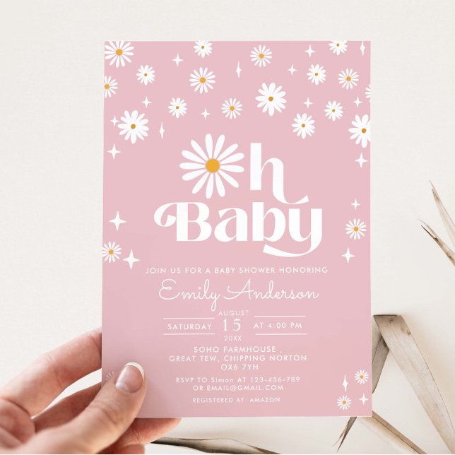 Groovy Oh Baby Daisy Baby Shower  Invitation (Creator Uploaded)