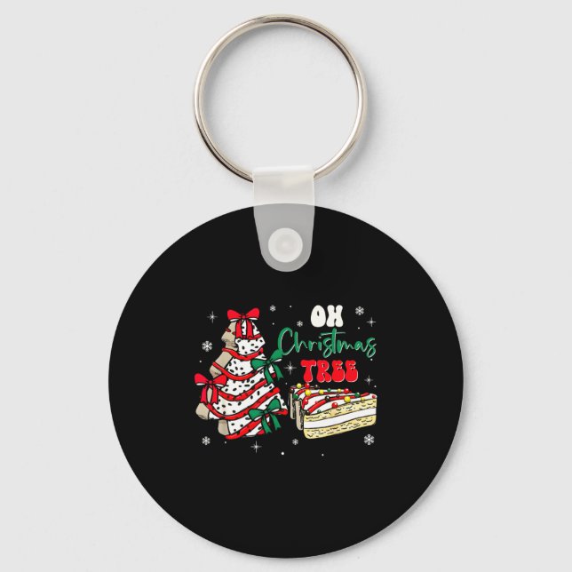 Groovy Oh Christmas Tree Cakes Debbie Becky Jen Ca Keychain (Front)