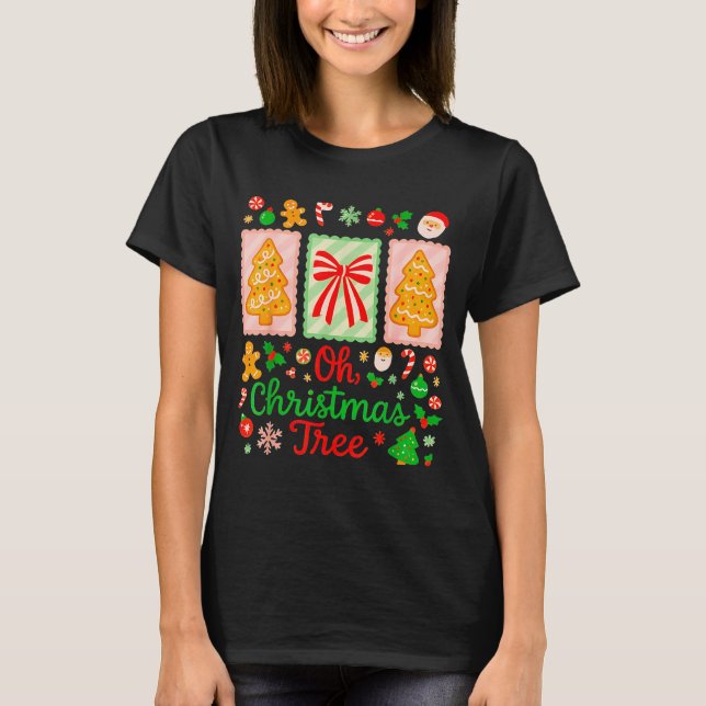 Groovy Oh Christmas Tree Cakes Debbie Becky Jen Ca T-Shirt (Front)