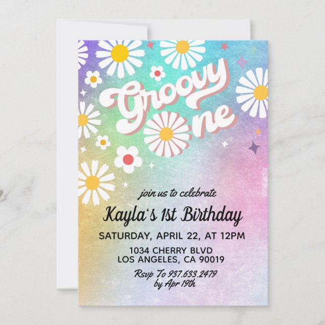 Groovy One 1st Birthday Invitation (Front)