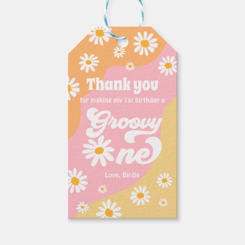 Groovy One 1st Birthday Party Boho Daisy Favor Gift Tags