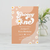Groovy One 1st Birthday Party Boho Floral Daisy Invitation (Standing Front)