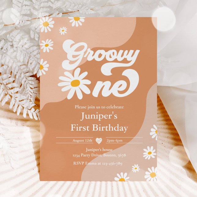 Groovy One 1st Birthday Party Boho Floral Daisy Invitation