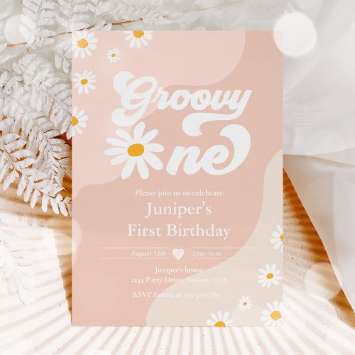 Groovy One 1st Birthday Party Boho Floral Daisy Invitation