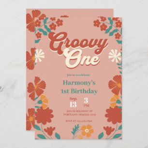 Groovy One 1st Birthday Party Boho Hippy Vibes Inv Invitation