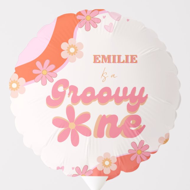 Groovy One 1st Birthday Party Boho Retro Daisy Balloon (Front)