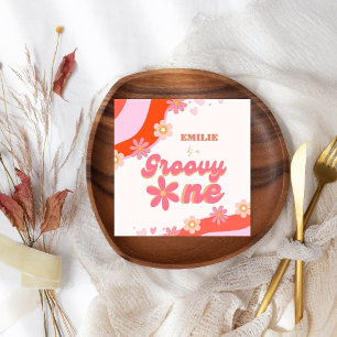 Groovy One 1st Birthday Party Boho Retro Daisy Napkins