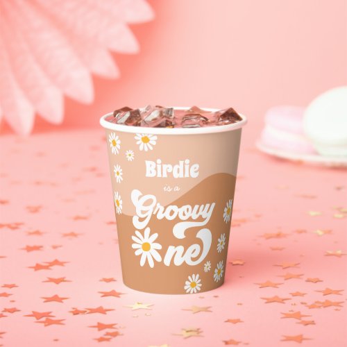 Groovy One 1st Birthday Party Retro Daisy Decor Paper Cups