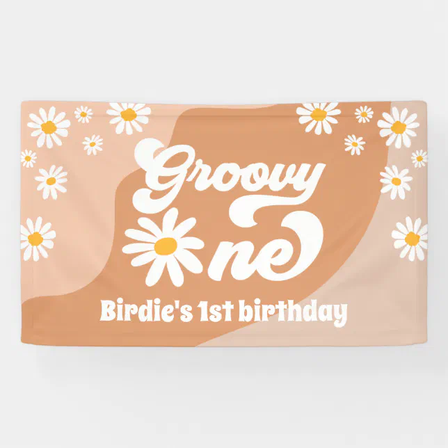 Groovy One 1st Birthday Party Retro Daisy Welcome Banner | Zazzle